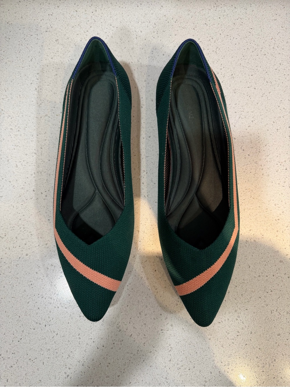 MALOVE Rainbow Pointed Toe Knit Flats Women’s Size 9 Green Cushioned Comfort